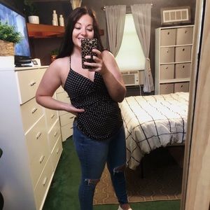 Black and White Polka Dot Halter Top